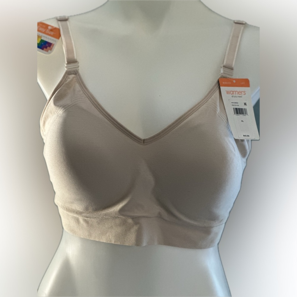 Warner's Cream Wireless Bra Seamless Comfort XL NEW